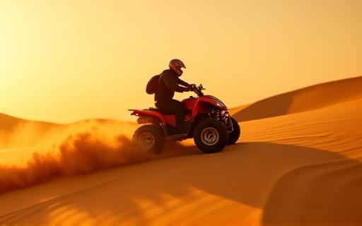 Exciting quad biking in Dubai desert at sunset
